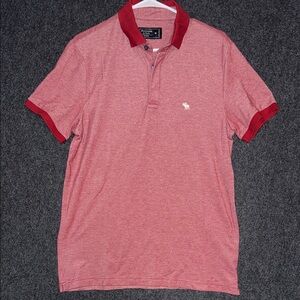 Abercrombie & Fitch Red Polo Shirt with Contrast Collar
